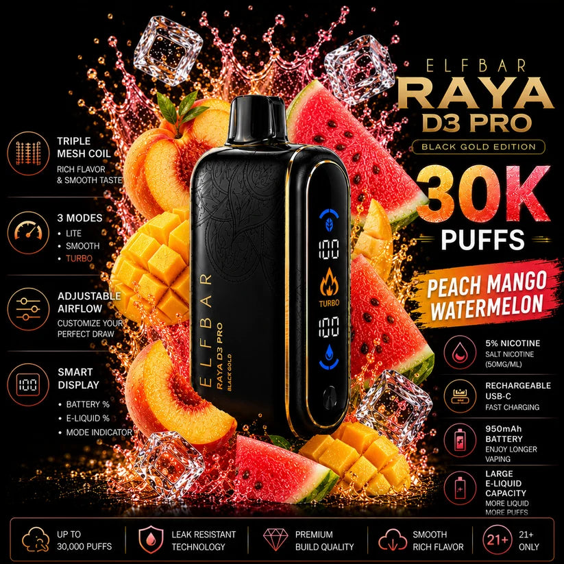 ELF BAR RAYA D3 Pro - Peach Mango Watermelon (5% nic)