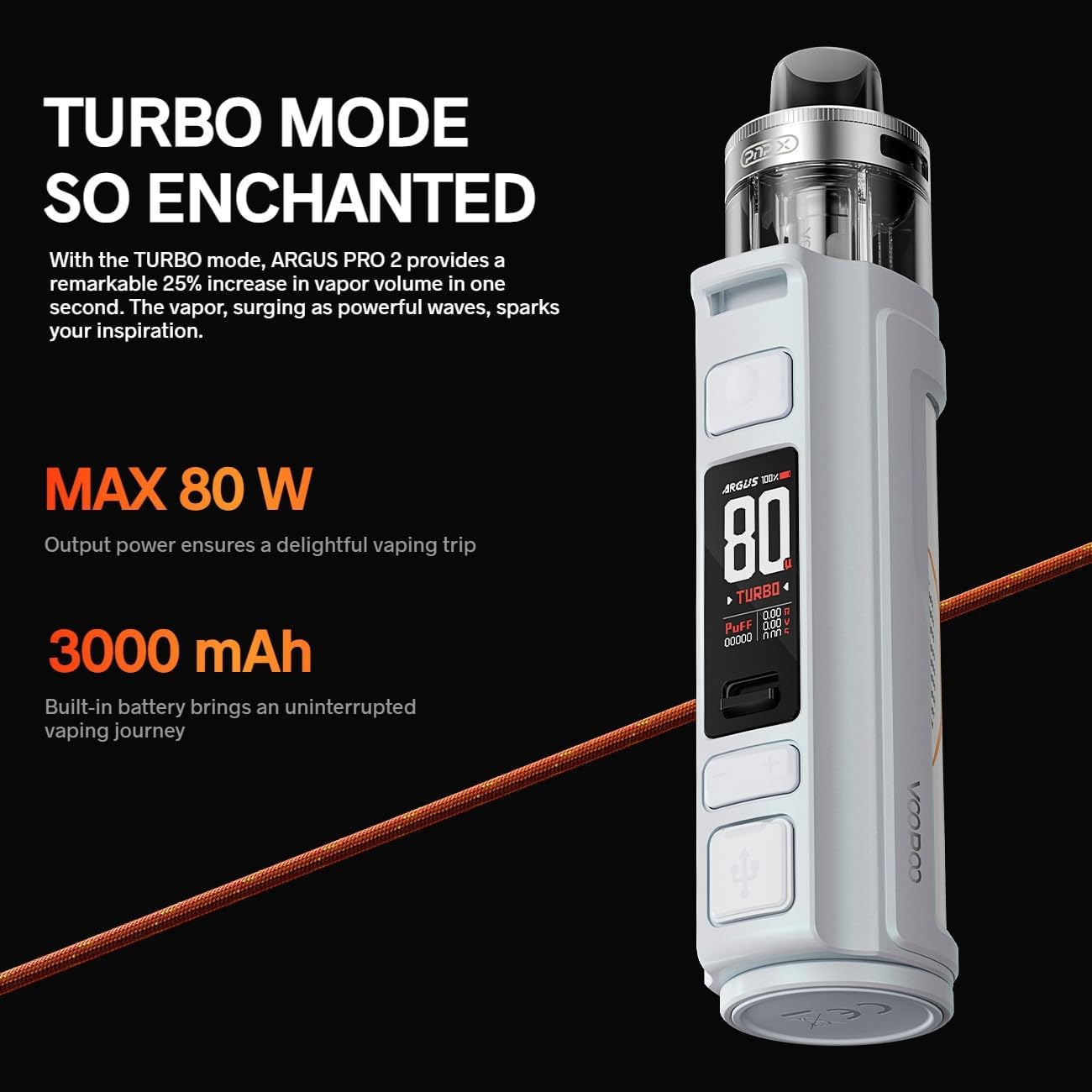 New Voopoo Argus Pro 2 Vape Pod Kit - 80W Power, and 3000mAh Battery Voopoo Vape Kit