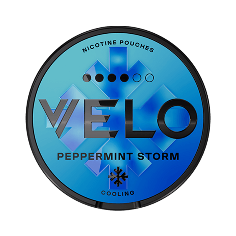 VELO Peppermint Storm 11 mg nicotine pouches in Uganda.