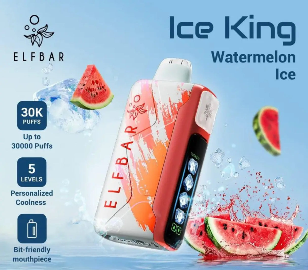 Elf Bar Ice King Watermelon Ice Disposable Vape 30,000 Puffs 50MG