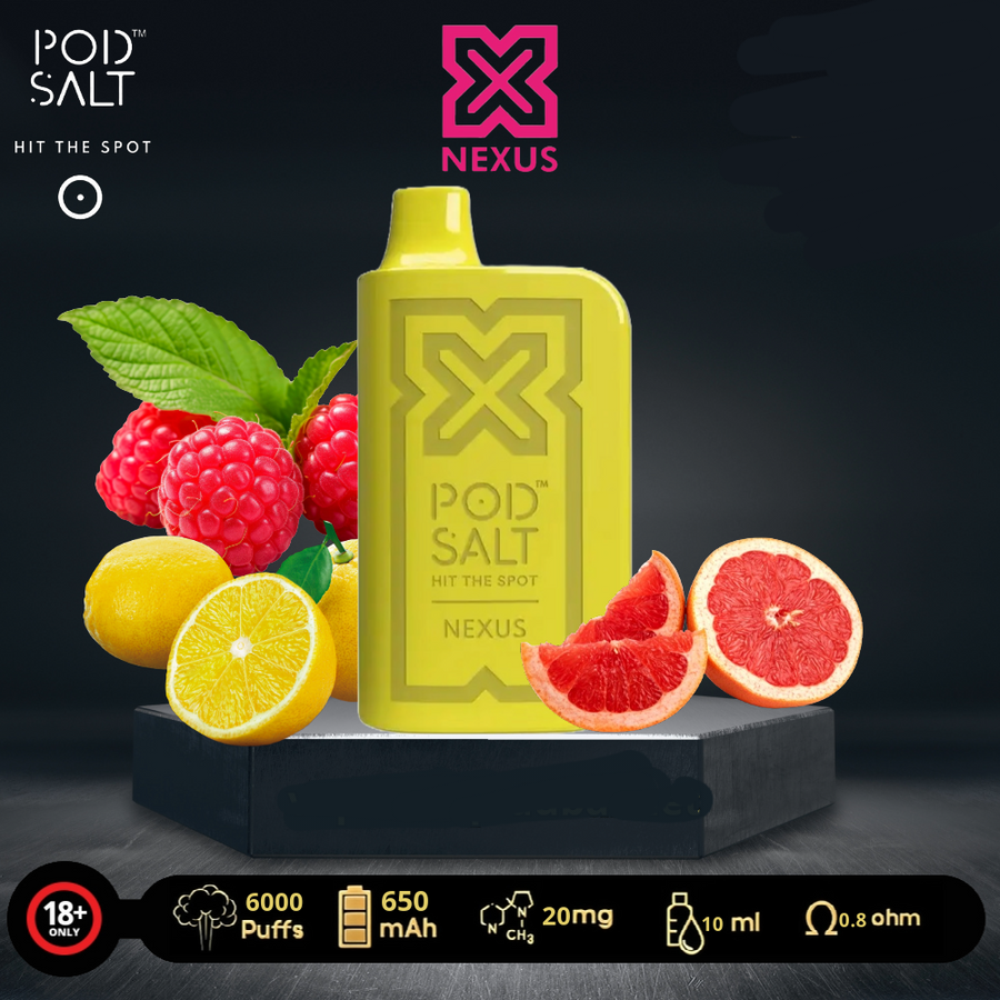 Pod Salt Nexus 6000 Puffs Lime Raspberry Grape Fruit 20mg Disposable Vape In Uganda.