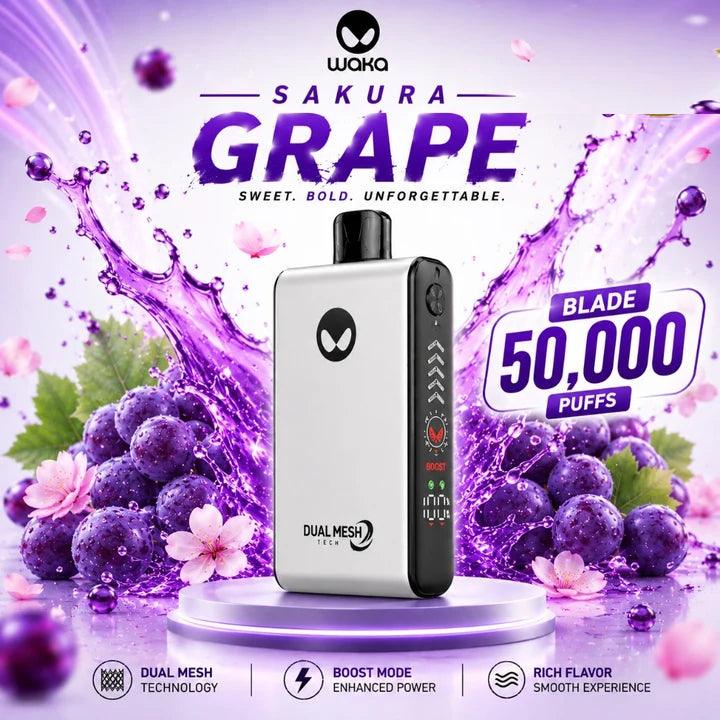 Waka Blade Sakura Grape 50000 Puffs Disposable Vape In Kampala