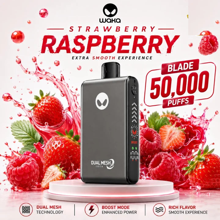 Waka Blade Strawberry Raspberry 50000 Puffs Disposable Vape In Kampala.