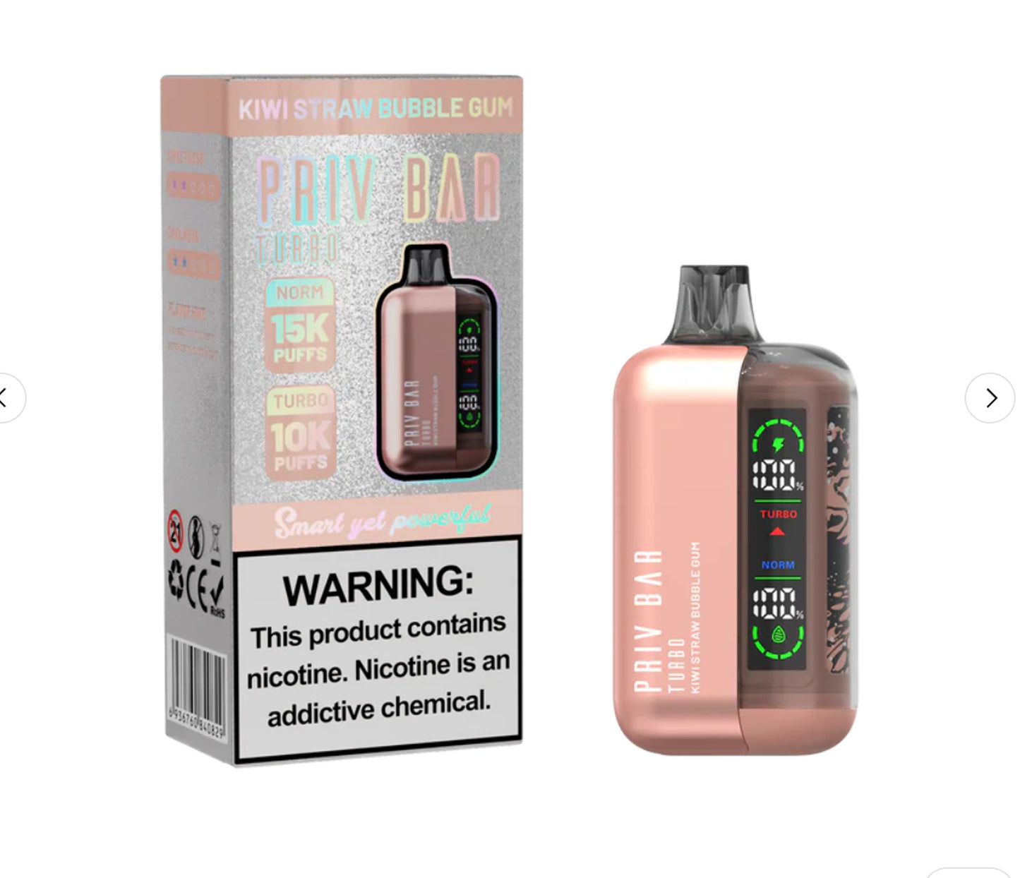 PRIV BAR Kiwi Straw Bubblegum Disposable Device - 15000 Puffs.