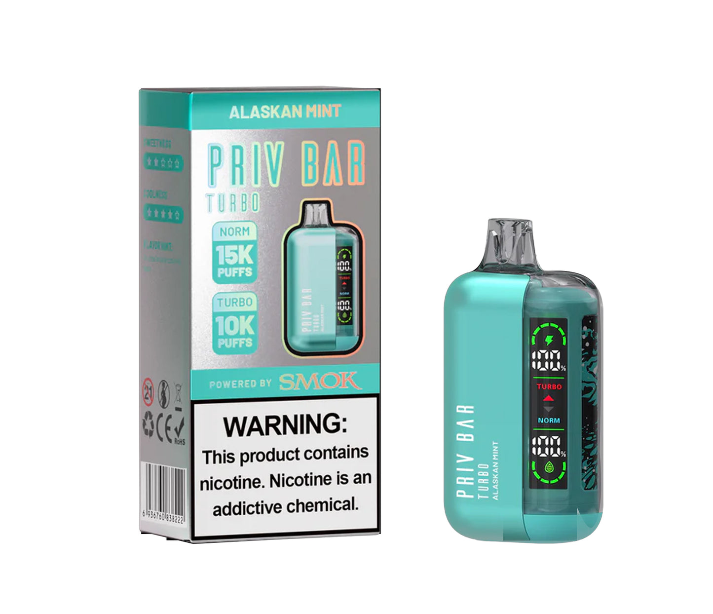 PRIV BAR Turbo Alaskan Mint Disposable Device - 15000 Puffs