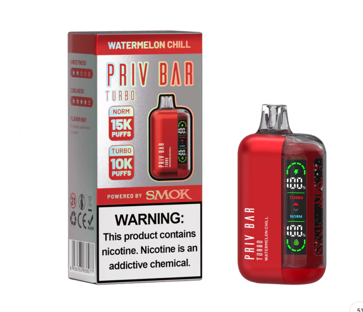 PRIV BAR Watermelon Chill Disposable Device - 15000 Puffs