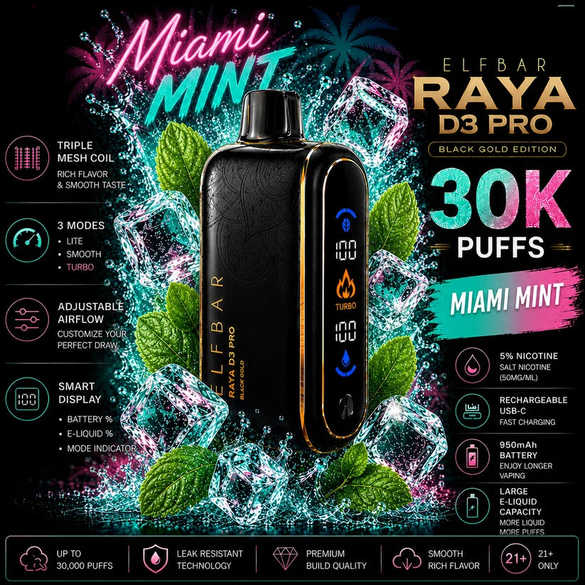 ELF BAR RAYA D3 Pro - Miami Mint 30,000 puffs