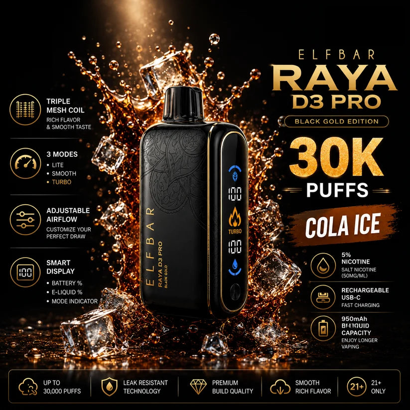 ELF BAR RAYA D3 Pro - Cola ice 30,000 puffs