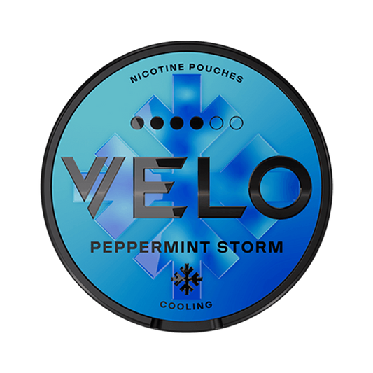 VELO  Peppermint Storm 11 mg nicotine pouches in Uganda.