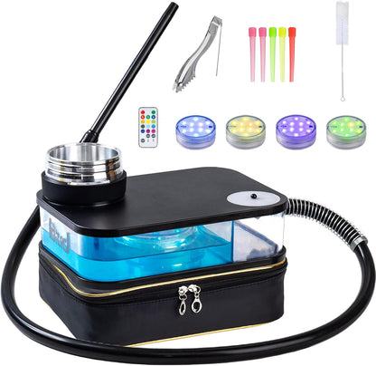 Portable Shisha Hookah Box with LED Lights & Accessories