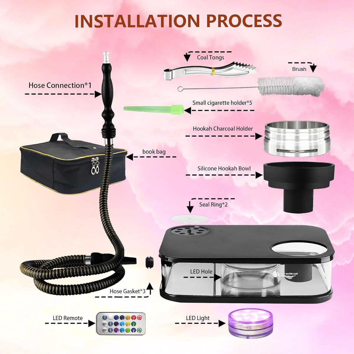 Portable Hookah Set for Travel, Portable Shisha.