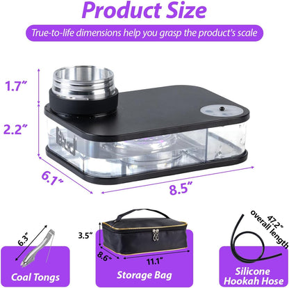 Portable Shisha Hookah Box with LED Lights & Accessories