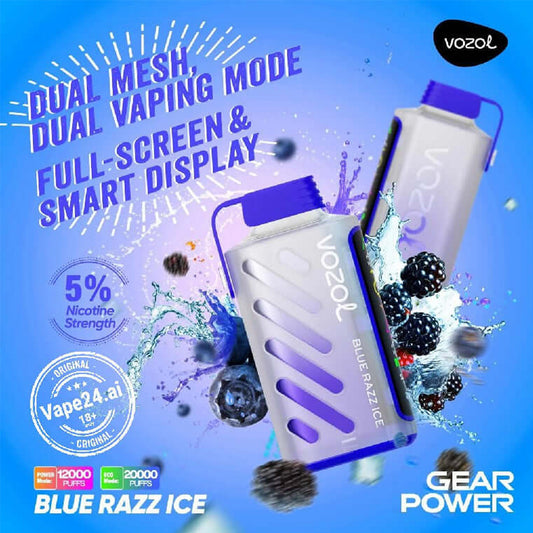 Vozol Gear power Blue razz ice 20000 puffs 50MG