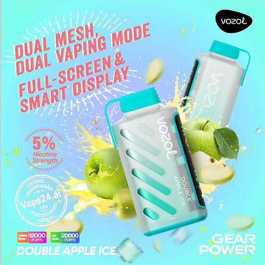 Vozol Gear power Double Apple 20000 puffs 50MG.