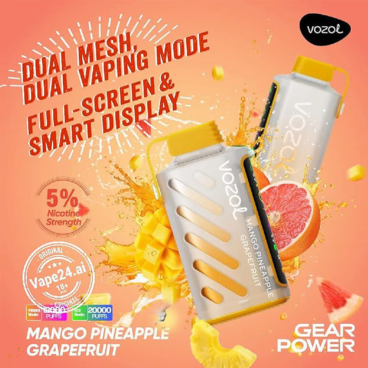 Vozol Gear power Mango Pineapple Grape Fruit 20000 puffs 50MG.