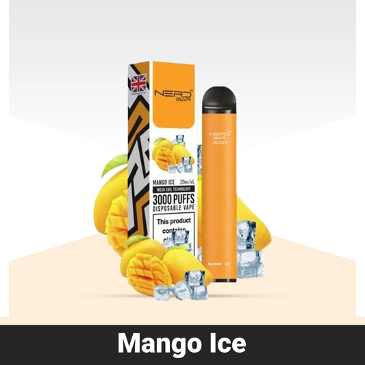 NERD BAR 3000 Puffs Mango Ice Disposable Vape in Uganda.