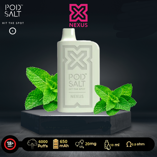 Pod Salt Nexus 6000 Puffs Fresh Mint 20mg Disposable Vape In Uganda.