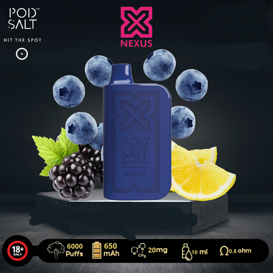 Pod Salt Nexus 6000 Puffs Blueberry Blackberry Lemonade 20mg Disposable Vape In Uganda.