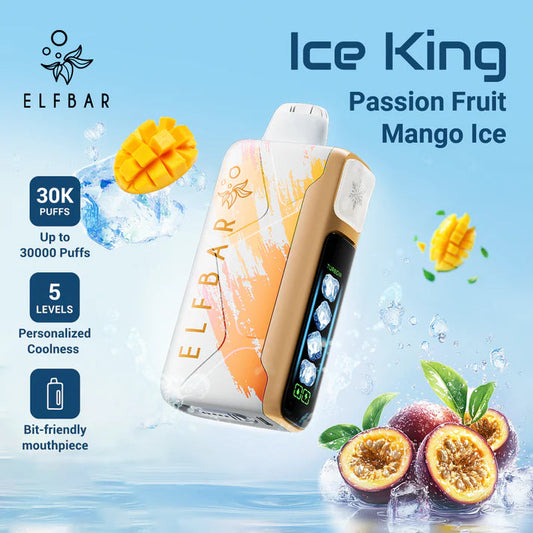 Elf Bar Ice King Passion Fruit Mango ice Disposable Vape 30,000 Puffs 50MG