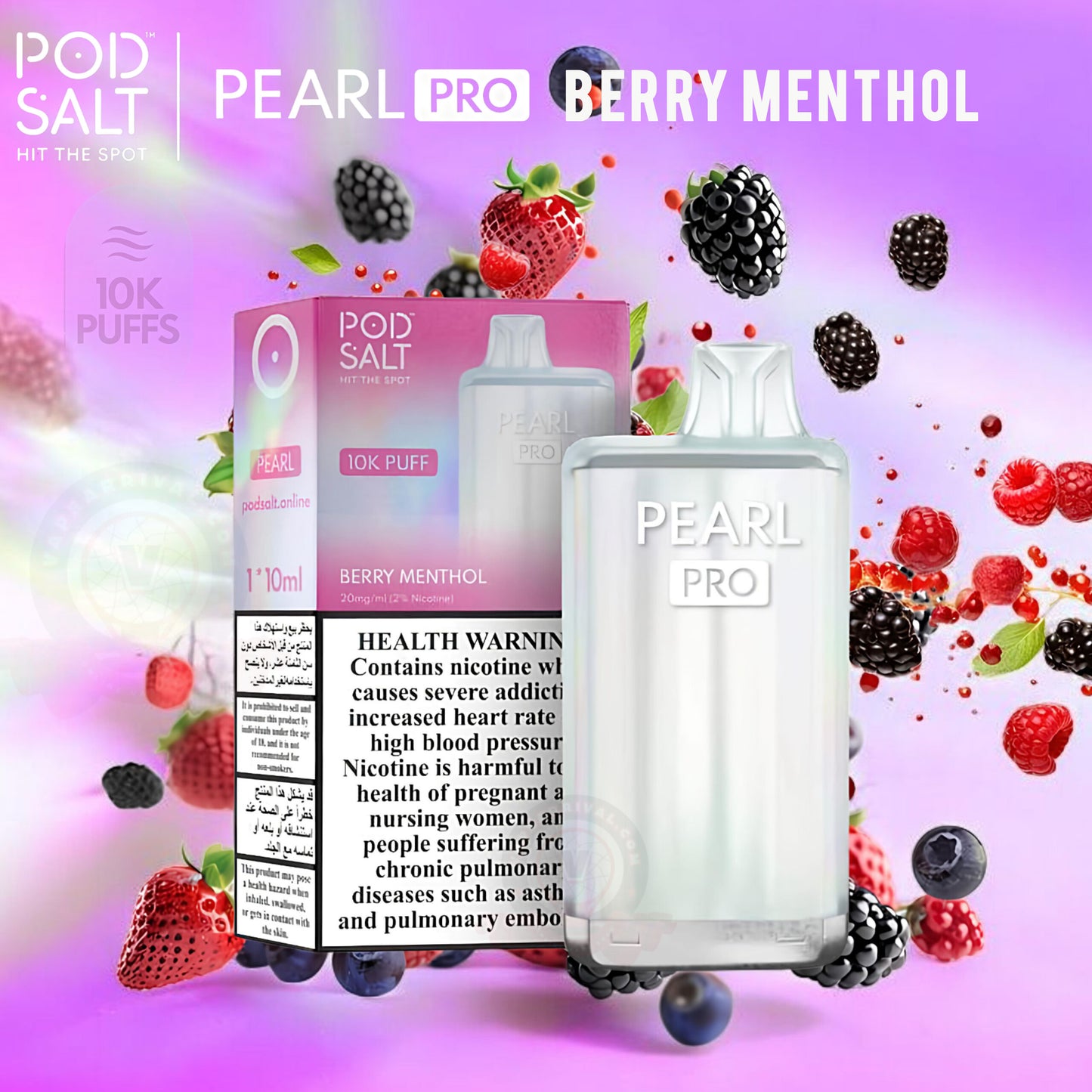 Pod salt pearl pro 10k Berry Menthol Disposable Vape.