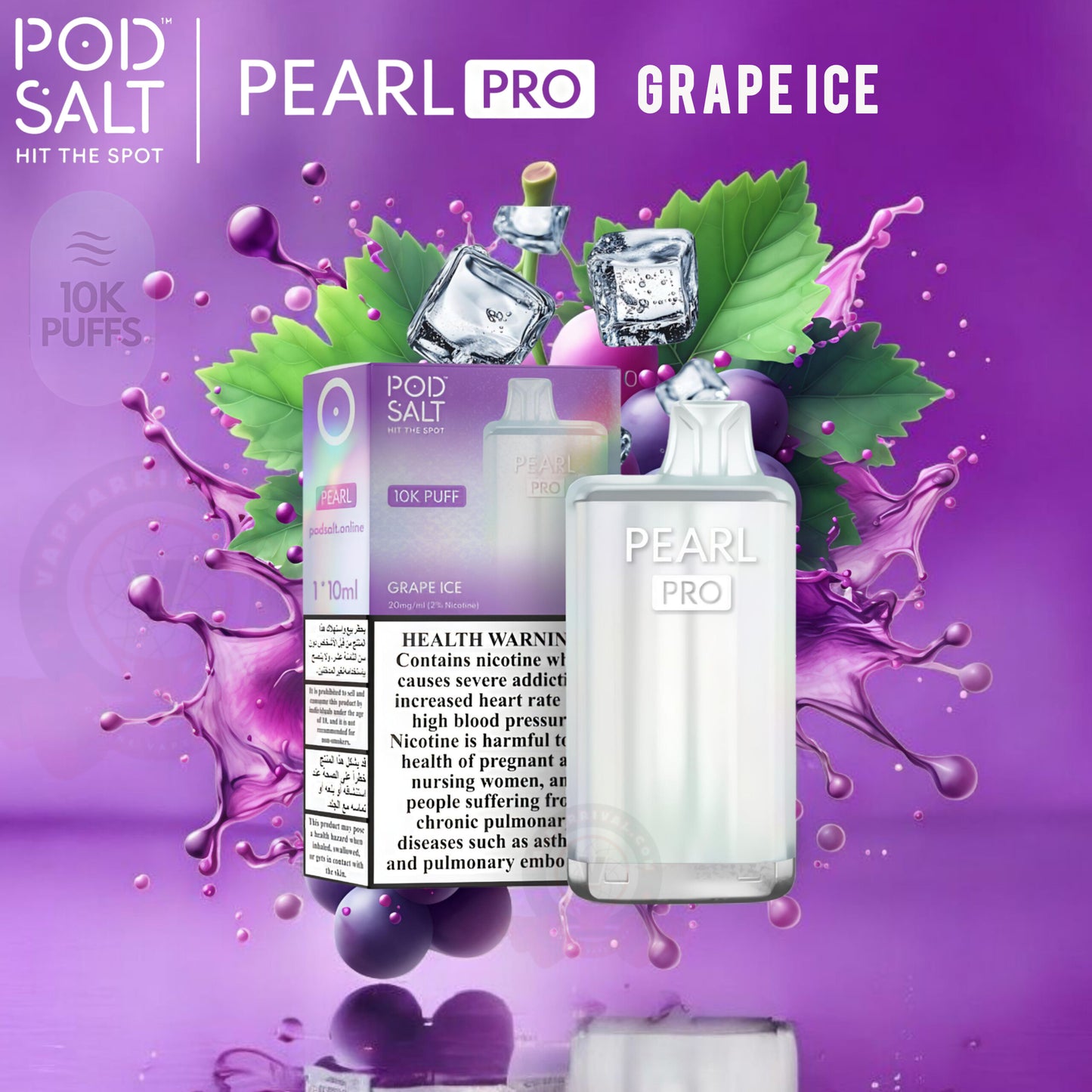 Pod salt pearl pro 10k Grape Ice Disposable Vape.