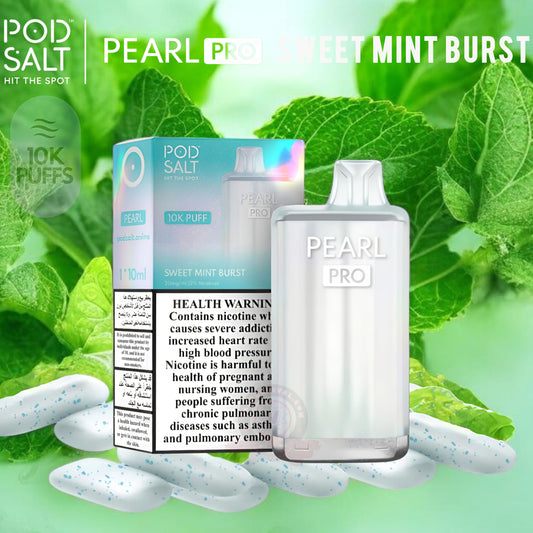 Pod salt pearl pro 10k Sweet Mint Burst Disposable Vape.