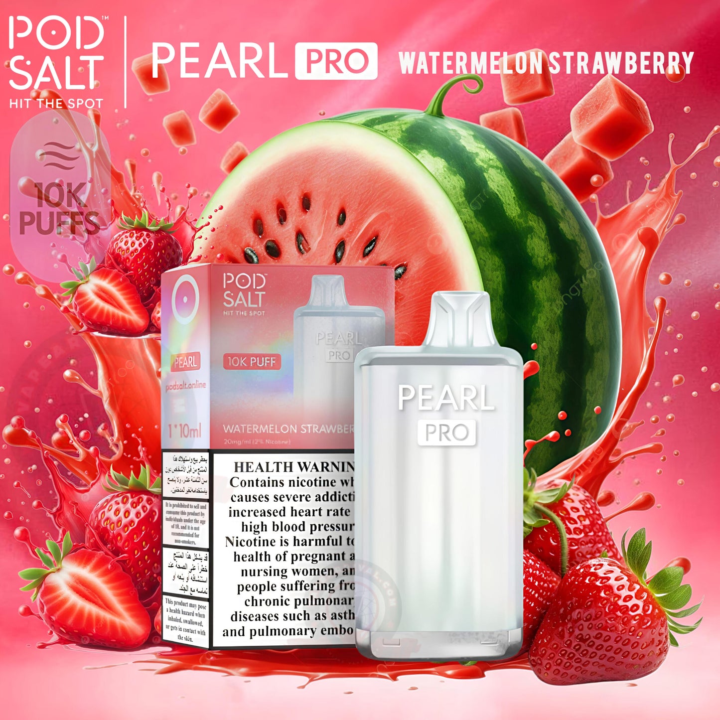 Pod salt pearl pro 10k Watermelon Strawberry Disposable Vape.