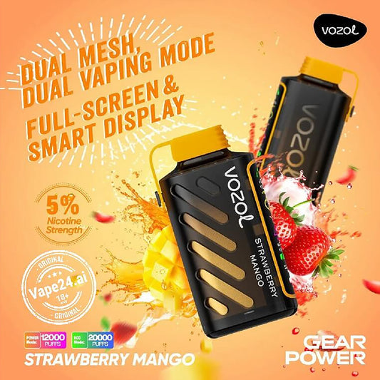 Vozol Gear power Strawberry Mango 20000 puffs 50MG.