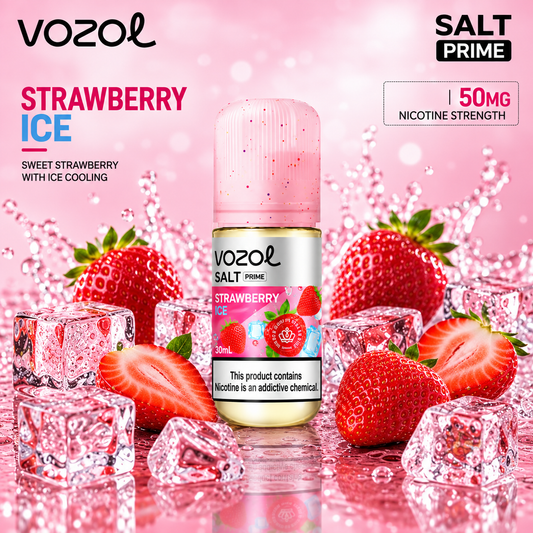 Vozol salt prime 50‍mg Strawberry Ice 30ml vape juice.
