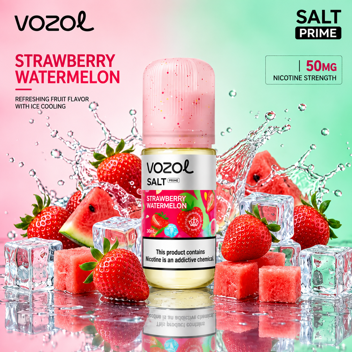 Vozol salt prime 50‍mg Strawberry Watermelon 30ml vape juice
