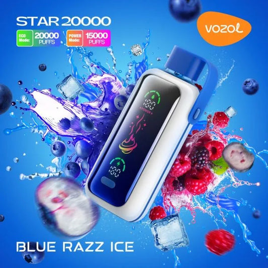 VOZOL Star Blue Razz Ice 20000 Puffs Disposable Vape in Uganda.