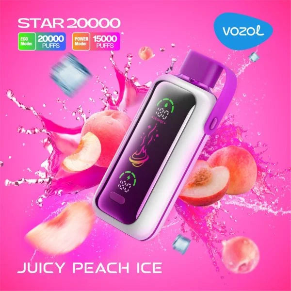 VOZOL Star Juicy Peach Ice 20000 Puffs Disposable Vape in Uganda.