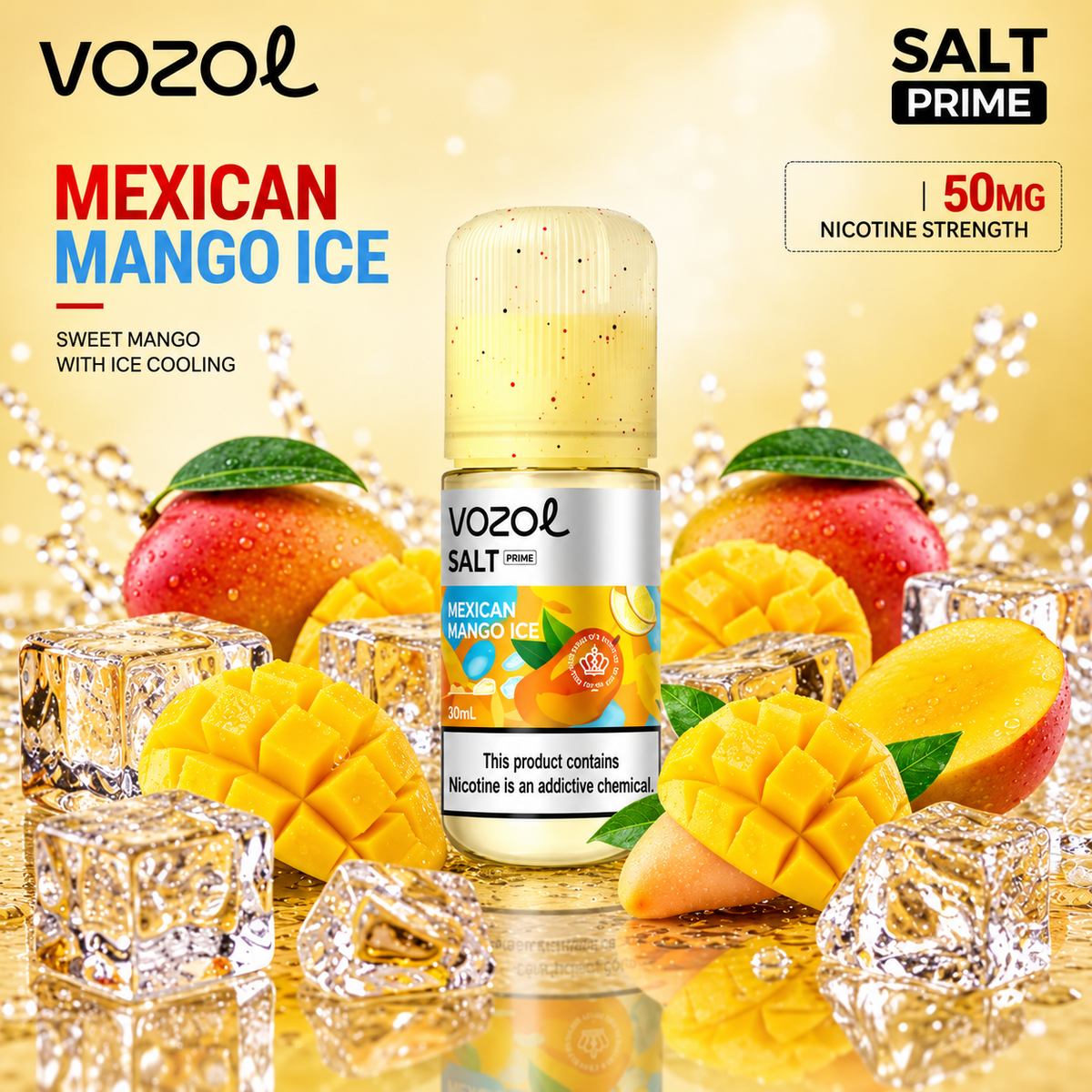 Vozol salt prime 50‍mg Mexican Mango Ice 30ml vape juice.