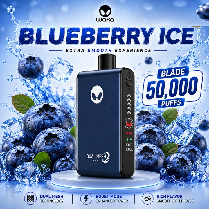 Waka Blade Blueberry ice 50000 Puffs Disposable Vape In Kampala.