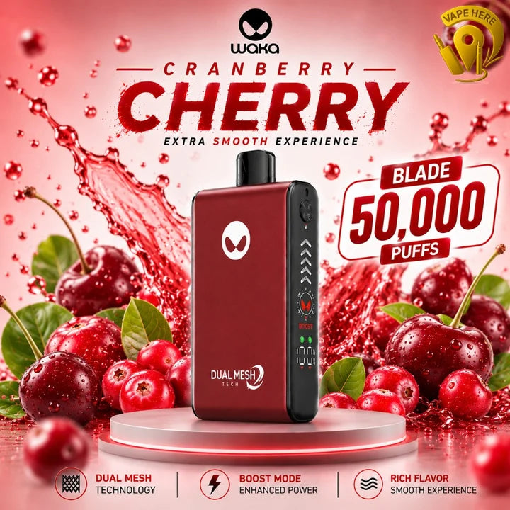 Waka Blade Cranberry Cherry 50000 Puffs Disposable Vape In Kampala.