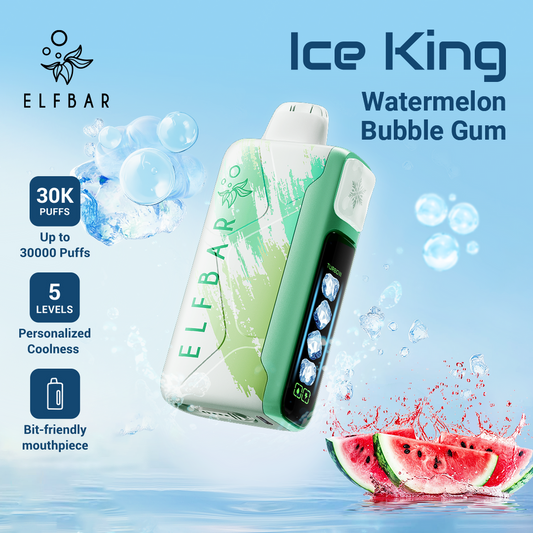 Elf Bar Ice King Watermelon Bubblegum Disposable Vape 30,000 Puffs 50MG