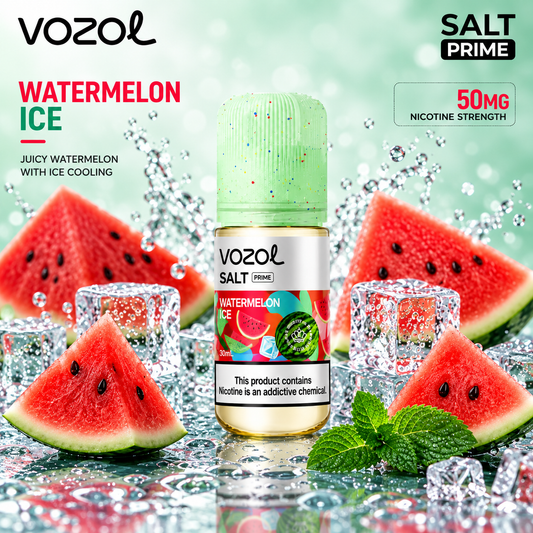 Vozol salt prime 50‍mg Watermelon Ice 30ml vape juice.