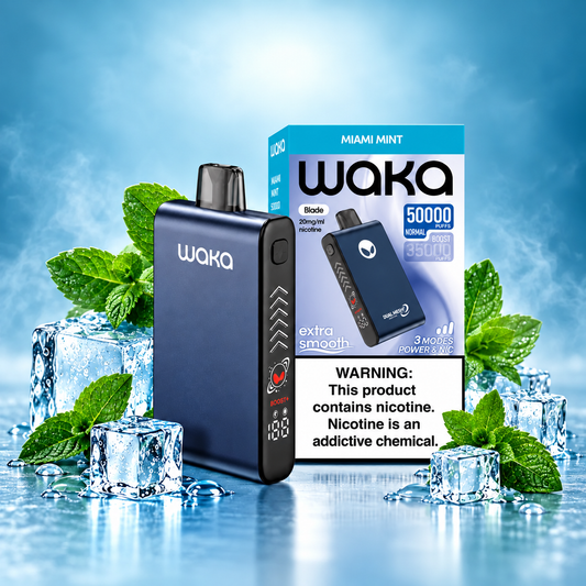 Waka Blade Miami Mint 50000 Puffs Disposable Vape In Kampala.