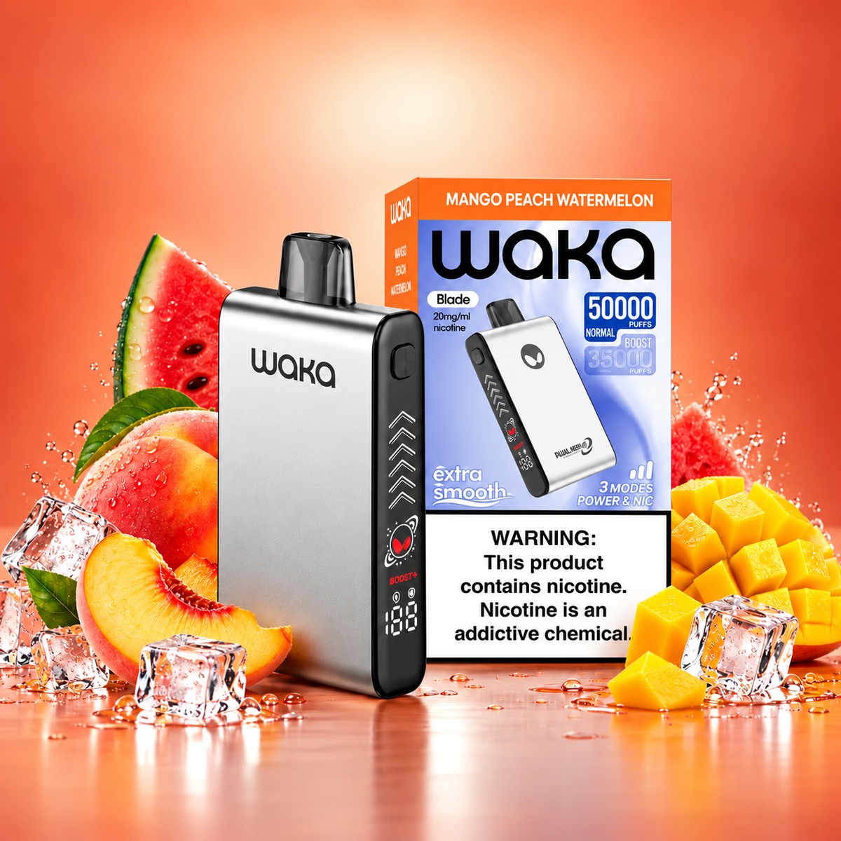 Waka Blade Mango Peach Watermelon 50000 Puffs Disposable Vape In Kampala.