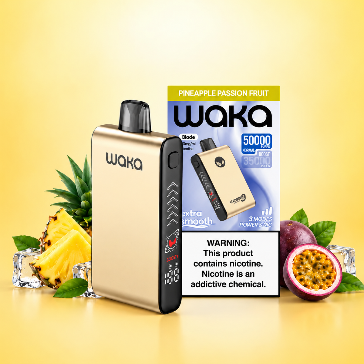 Waka Blade Pineapple Passion Fruit Ice 50000 Puffs Disposable Vape In Kampala.