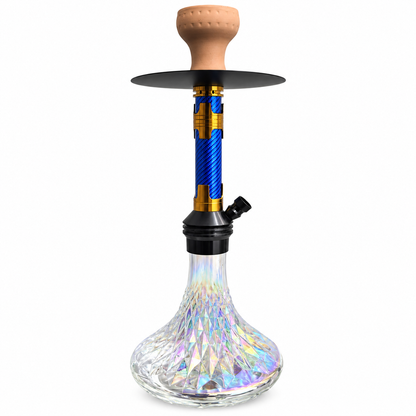 Premium Hookah Single Hose Set, Glass Vase, Stainless Steel Design