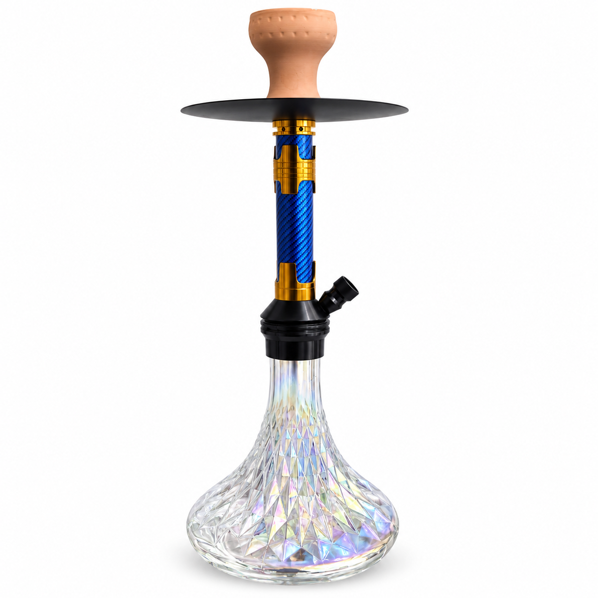 Premium Hookah Single Hose Set, Glass Vase, Stainless Steel Design