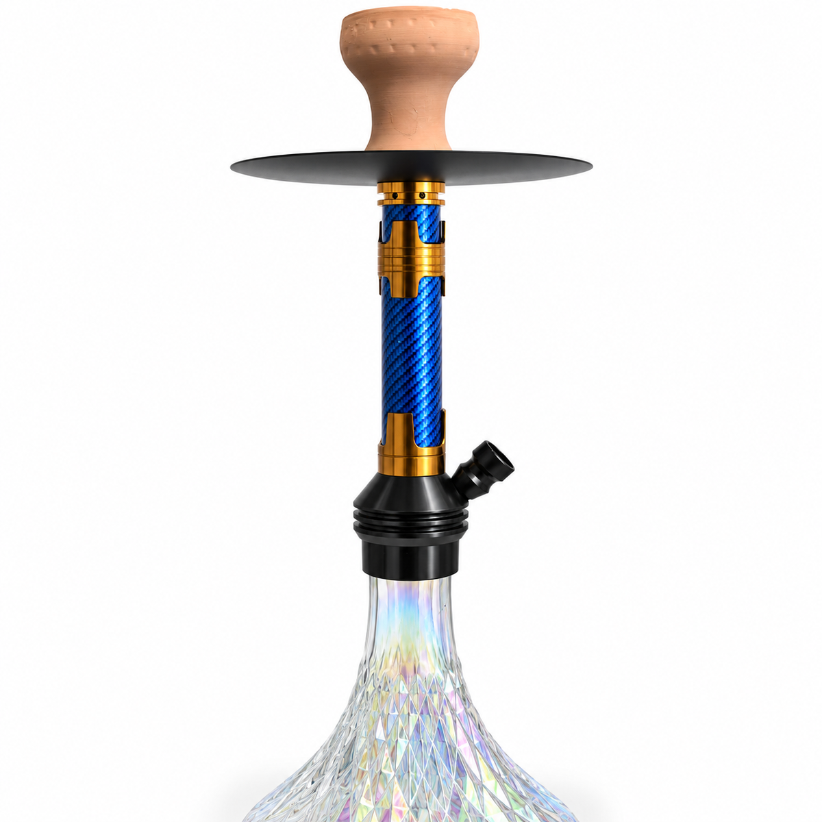 Premium Hookah Single Hose Set, Glass Vase, Stainless Steel Design