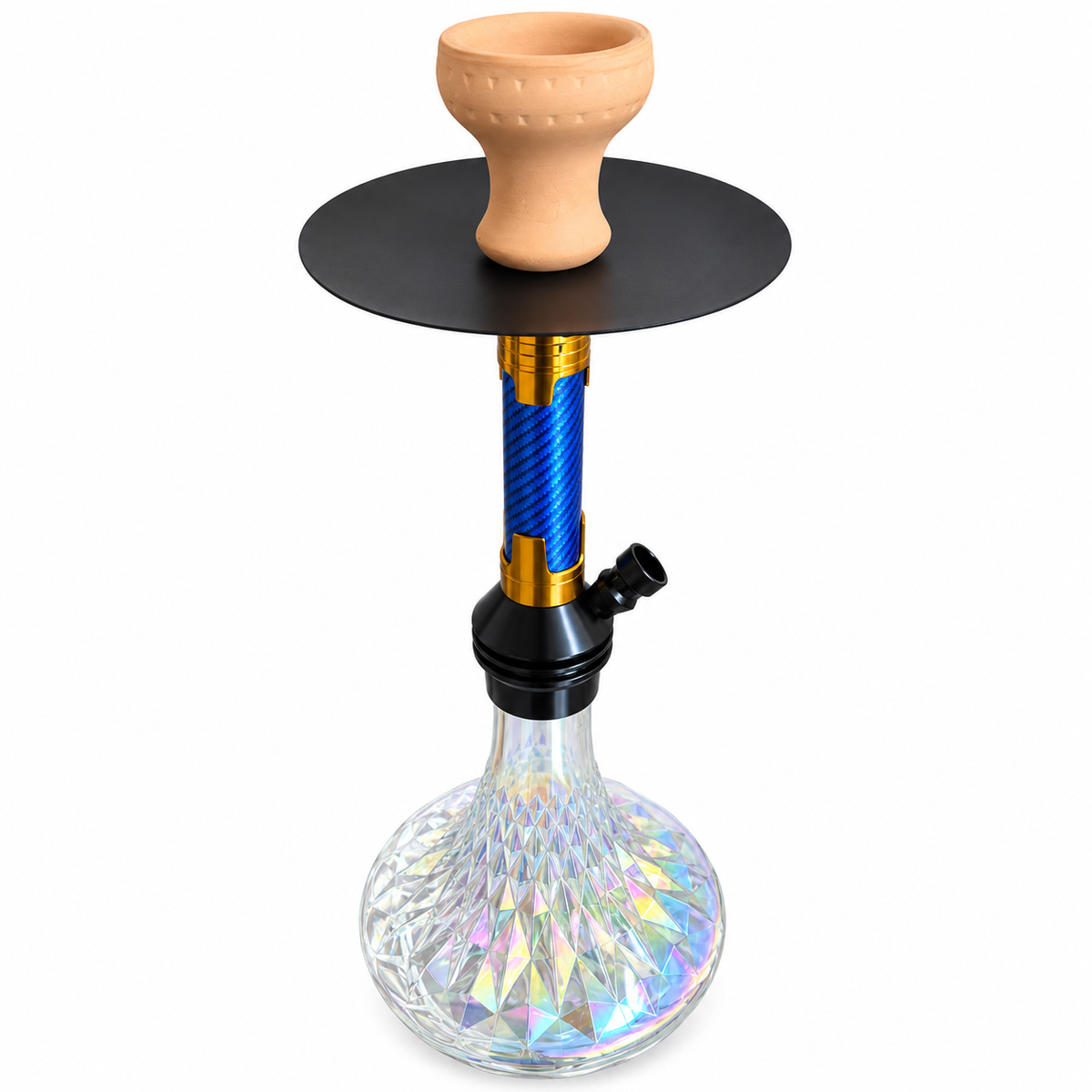 Premium Hookah Single Hose Set, Glass Vase, Stainless Steel Design