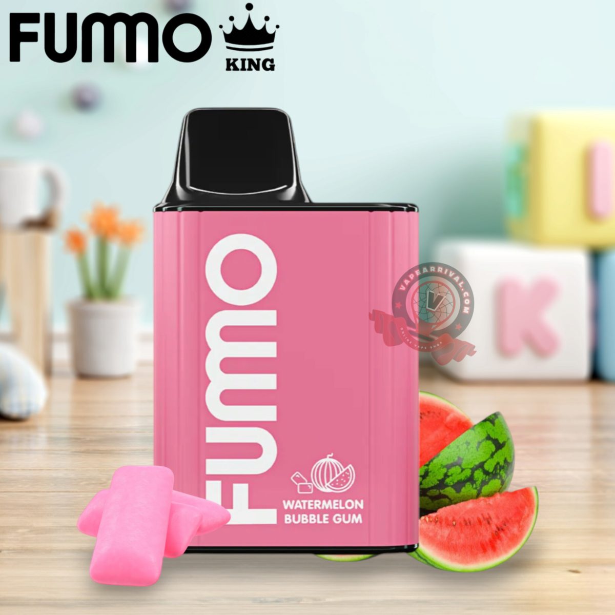 Fumo King 6000 puffs watermelon bubblegum disposable vapes in Uganda.