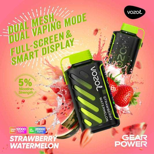 Vozol Gear power Strawberry Watermelon 20000 puffs 50MG.